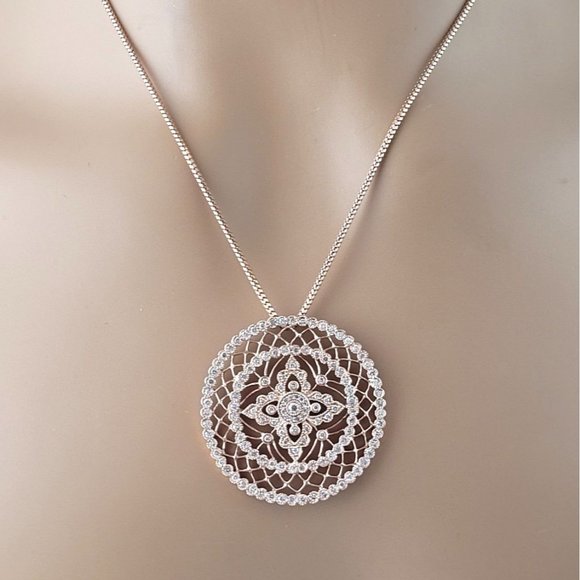 Vintage 14 Karat Rose Gold Diamond Circular Pendant Necklace #1932 - Picture 2 of 7